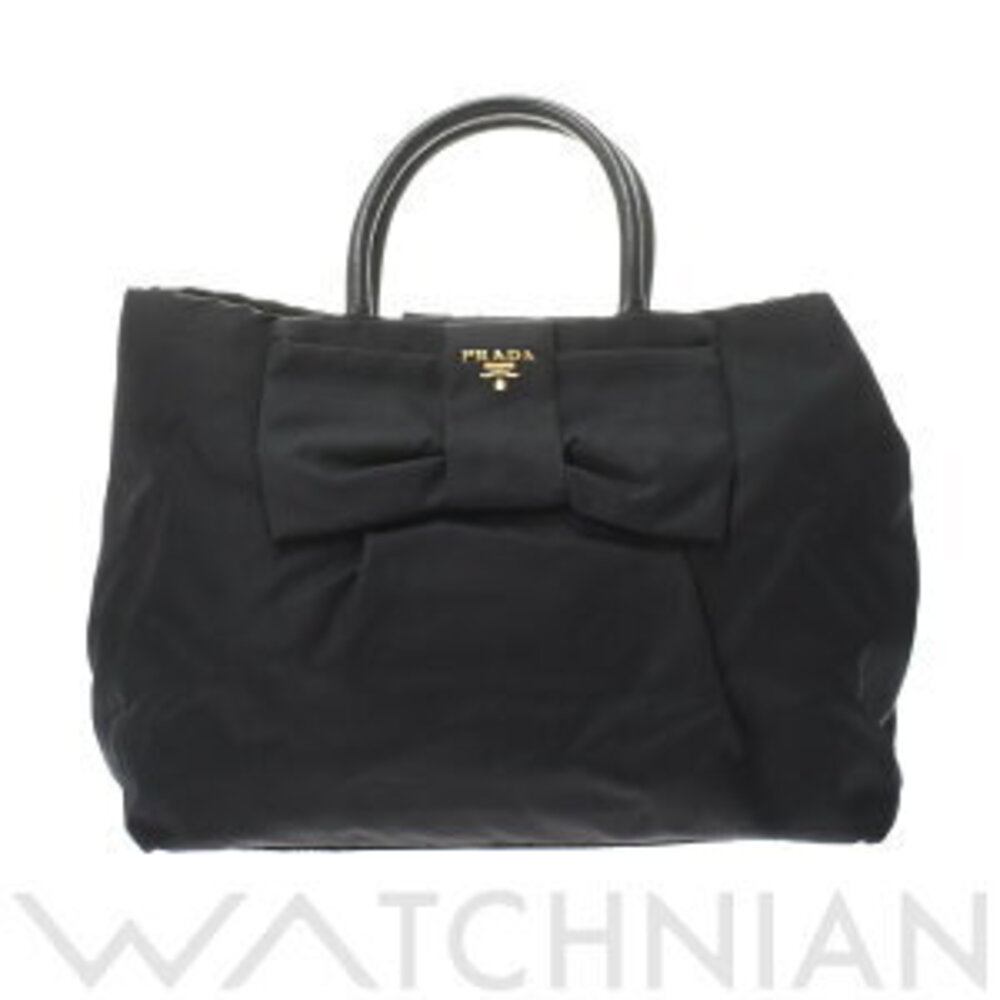 Prada Tessuto bow tote Shoulder bag Black